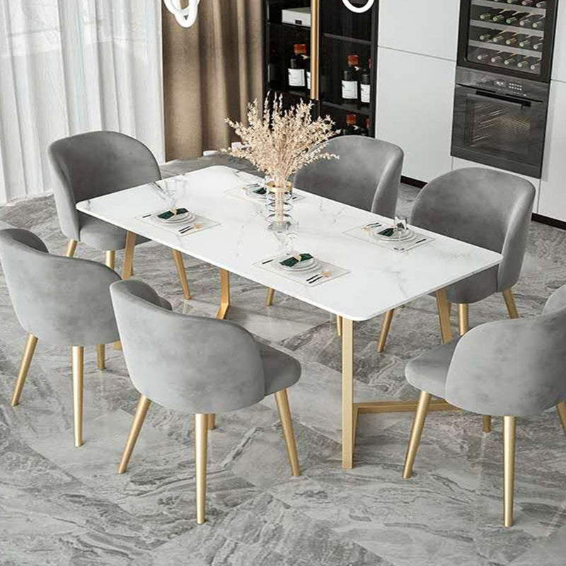 Stone Top Dining Table Contemporary Dining Table with Sled Base in Gold