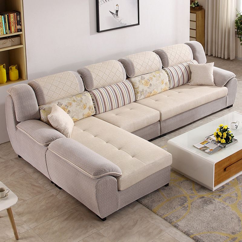 Contemporary Left Hand Facing Sectional 4-Seater Sofa with Pillow Back Cushions