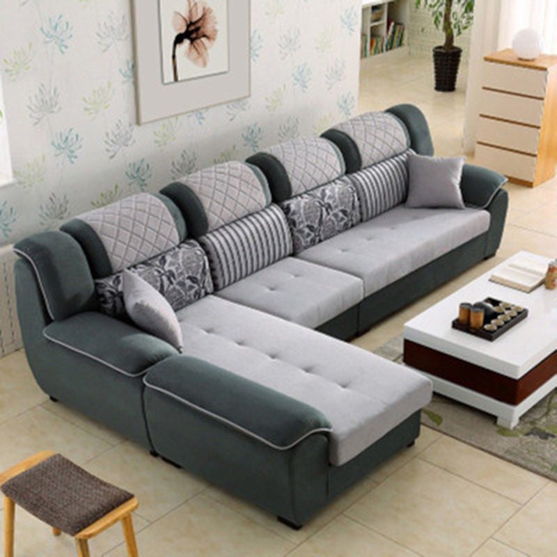 Contemporary Left Hand Facing Sectional 4-Seater Sofa with Pillow Back Cushions