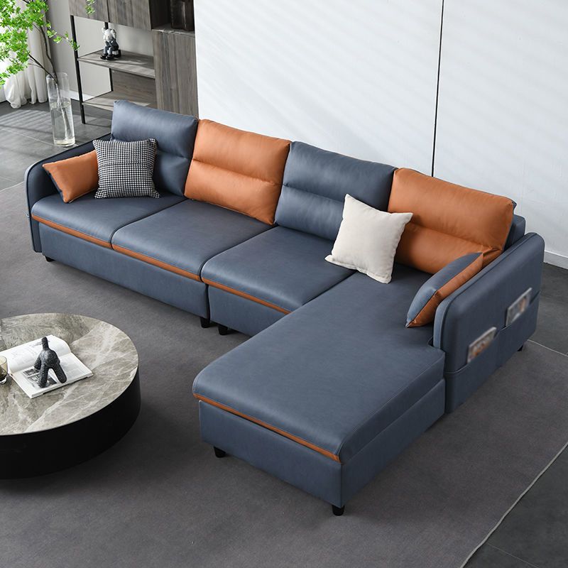 Contemporary Left Hand Facing Sectional 4-Seater Sofa with Pillow Back Cushions