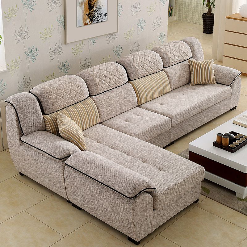 Contemporary Left Hand Facing Sectional 4-Seater Sofa with Pillow Back Cushions