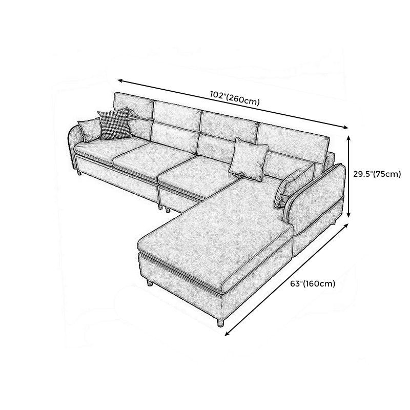 Contemporary Left Hand Facing Sectional 4-Seater Sofa with Pillow Back Cushions