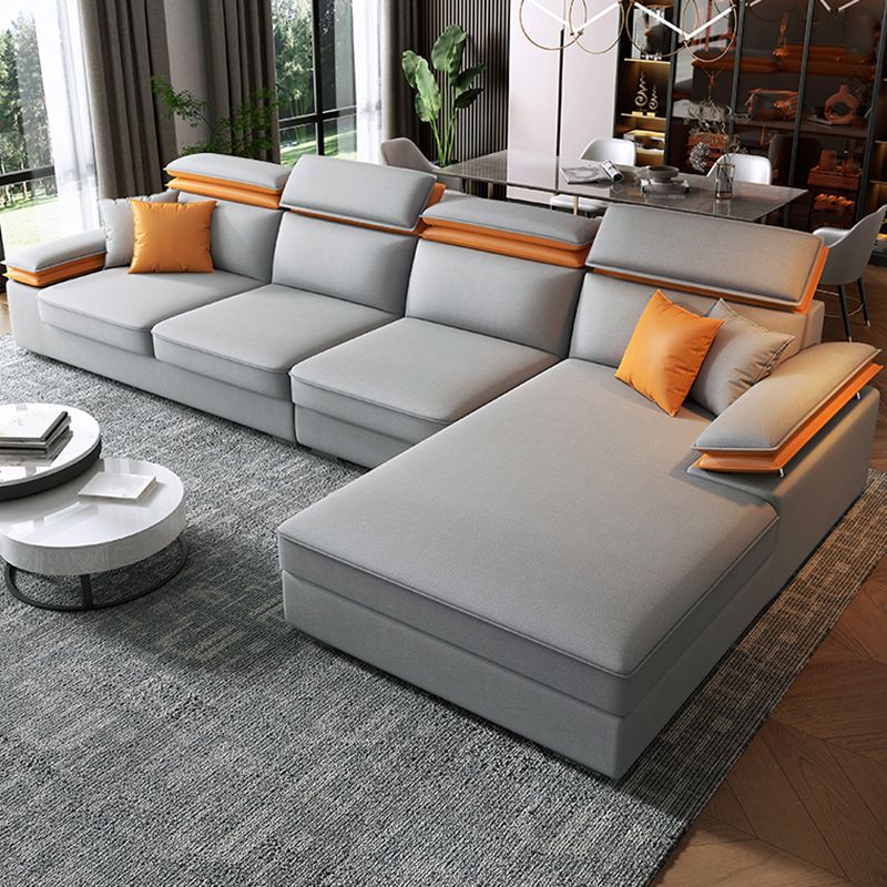 Contemporary Left Hand Facing Sectional 4-Seater Sofa with Pillow Back Cushions