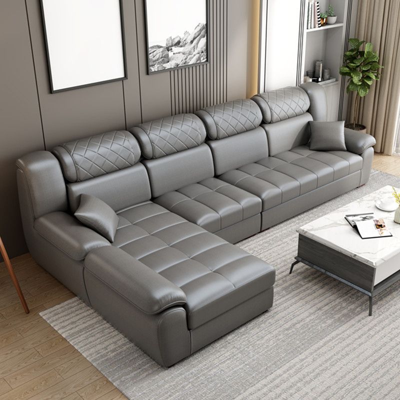 Contemporary Left Hand Facing Sectional 4-Seater Sofa with Pillow Back Cushions