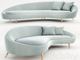 Luxury Curved White Velvet Sofa - 1-3 Seater