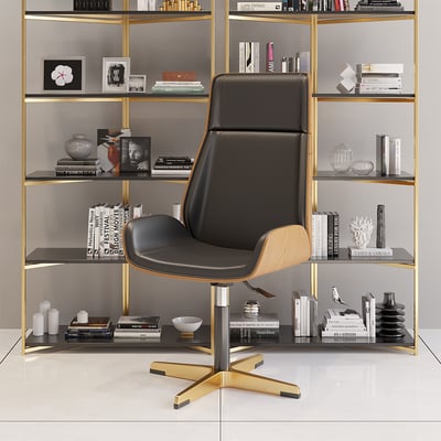 High-Back Black Leather Executive Office Chair