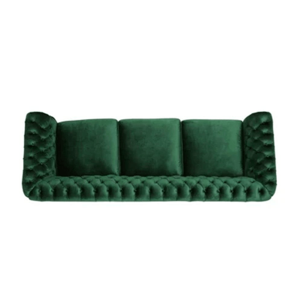 Modern Chesterfield Tufted Jewel Toned Velvet Sofa with Scroll Arms