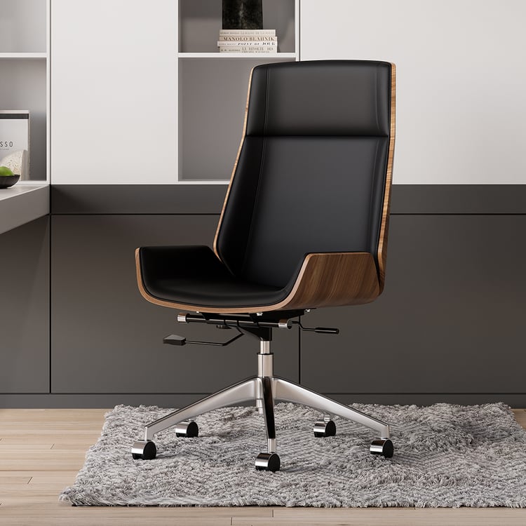 High-Back Black Leather Executive Office Chair