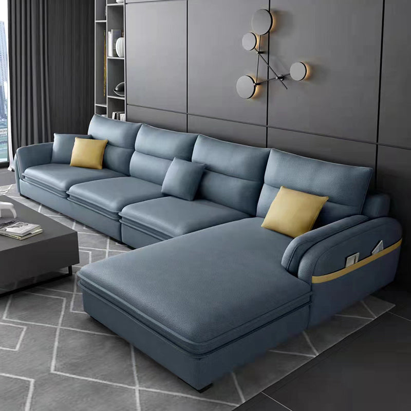 Contemporary Left Hand Facing Sectional 4-Seater Sofa with Pillow Back Cushions