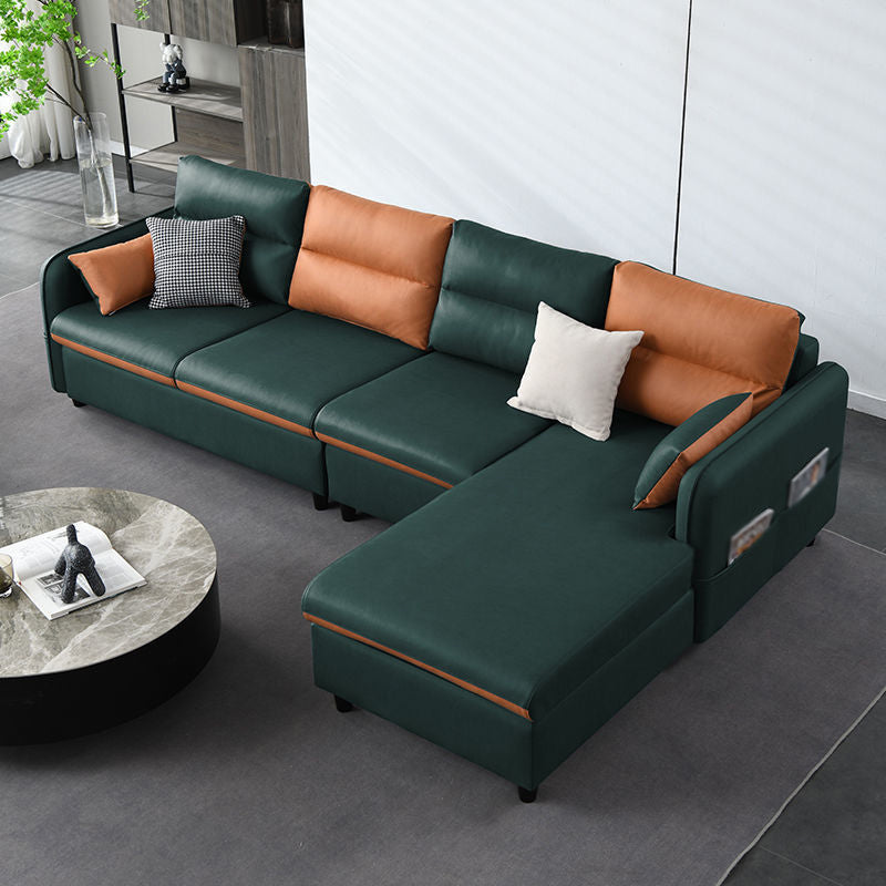 Contemporary Left Hand Facing Sectional 4-Seater Sofa with Pillow Back Cushions