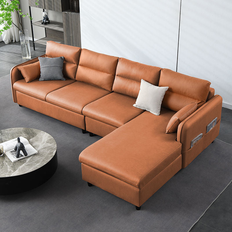 Contemporary Left Hand Facing Sectional 4-Seater Sofa with Pillow Back Cushions