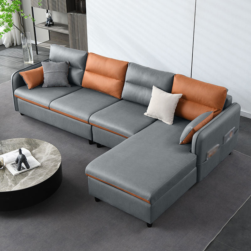 Contemporary Left Hand Facing Sectional 4-Seater Sofa with Pillow Back Cushions