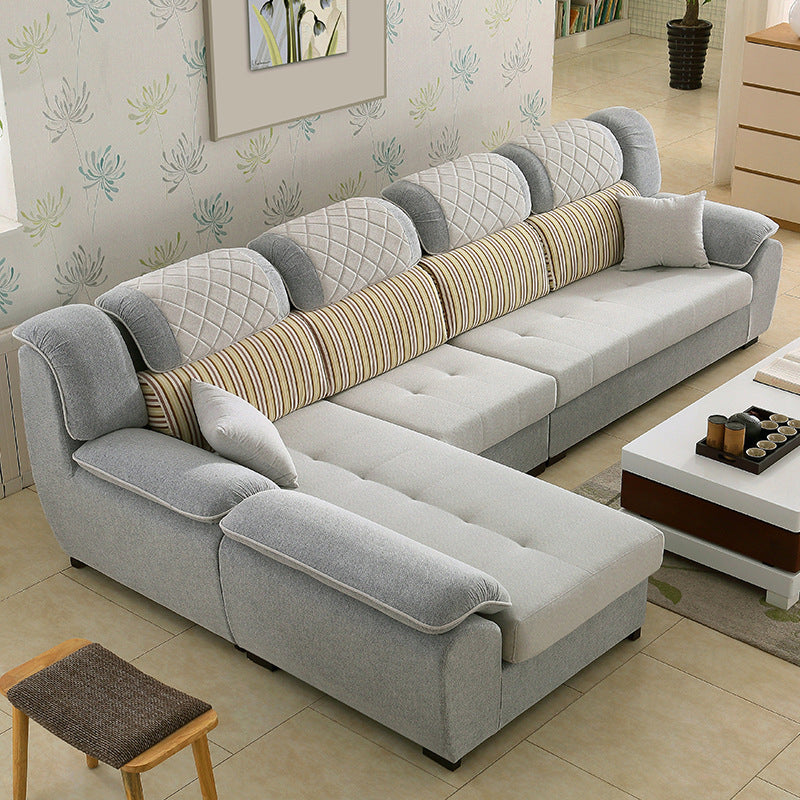 Contemporary Left Hand Facing Sectional 4-Seater Sofa with Pillow Back Cushions