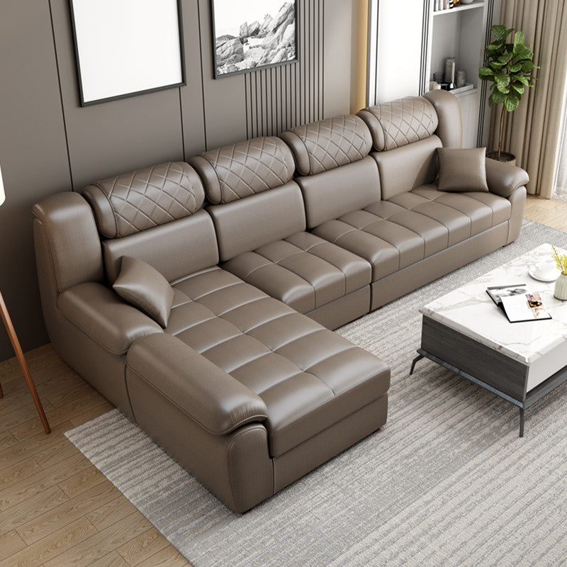 Contemporary Left Hand Facing Sectional 4-Seater Sofa with Pillow Back Cushions