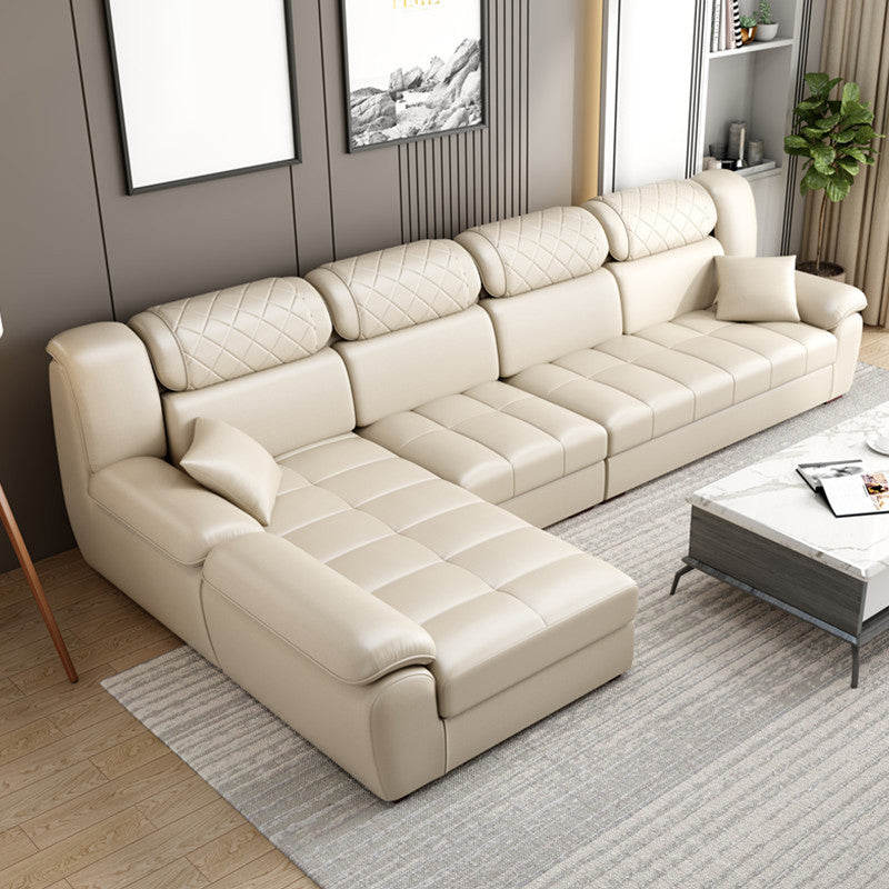 Contemporary Left Hand Facing Sectional 4-Seater Sofa with Pillow Back Cushions