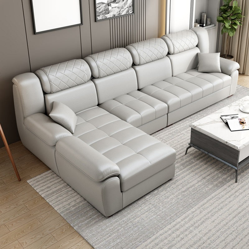 Contemporary Left Hand Facing Sectional 4-Seater Sofa with Pillow Back Cushions