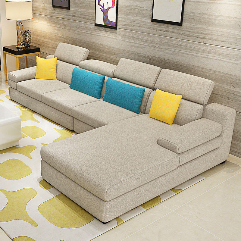 Contemporary Left Hand Facing Sectional 4-Seater Sofa with Pillow Back Cushions