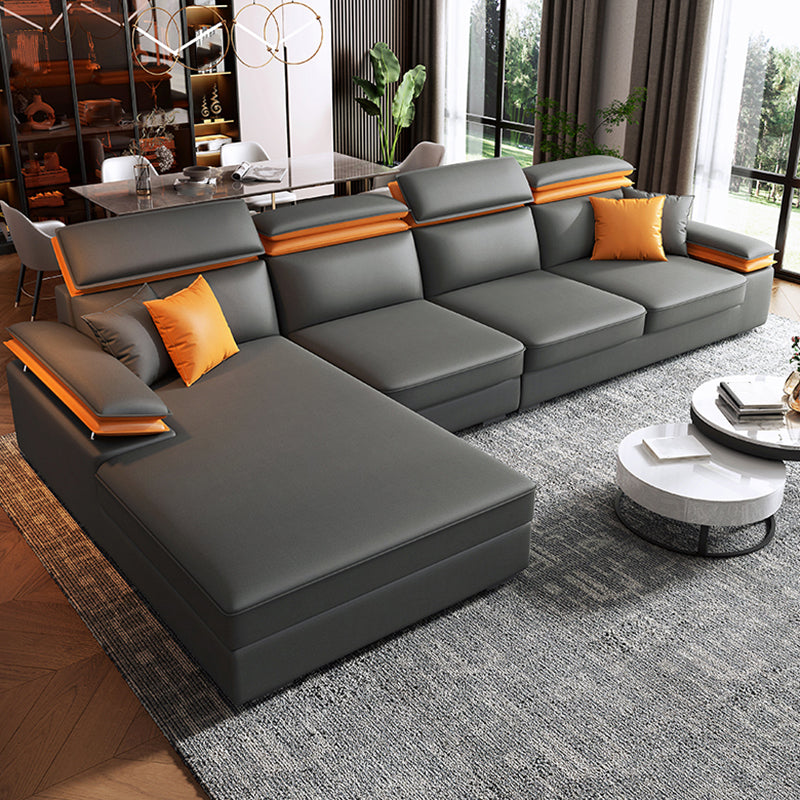 Contemporary Left Hand Facing Sectional 4-Seater Sofa with Pillow Back Cushions