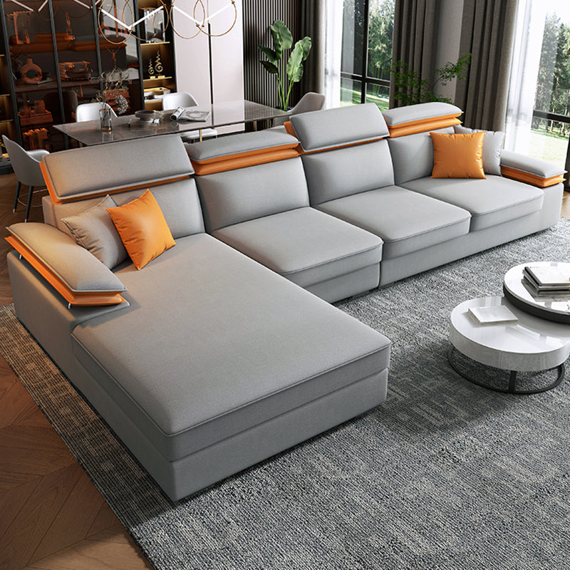 Contemporary Left Hand Facing Sectional 4-Seater Sofa with Pillow Back Cushions