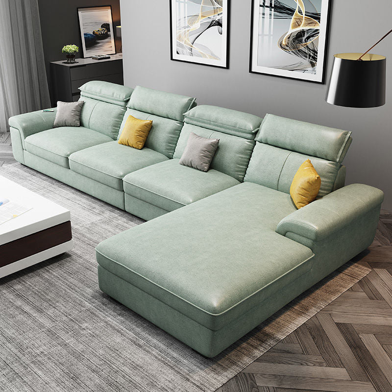 Contemporary Left Hand Facing Sectional 4-Seater Sofa with Pillow Back Cushions