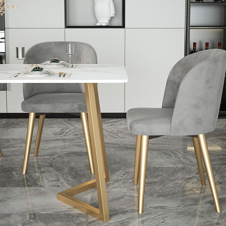 Stone Top Dining Table Contemporary Dining Table with Sled Base in Gold