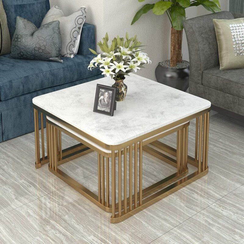 Modern Square Metal Frame Center Table