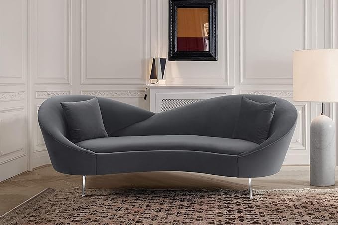 Anabella Velvet 3-Seater Sofa with Ottoman