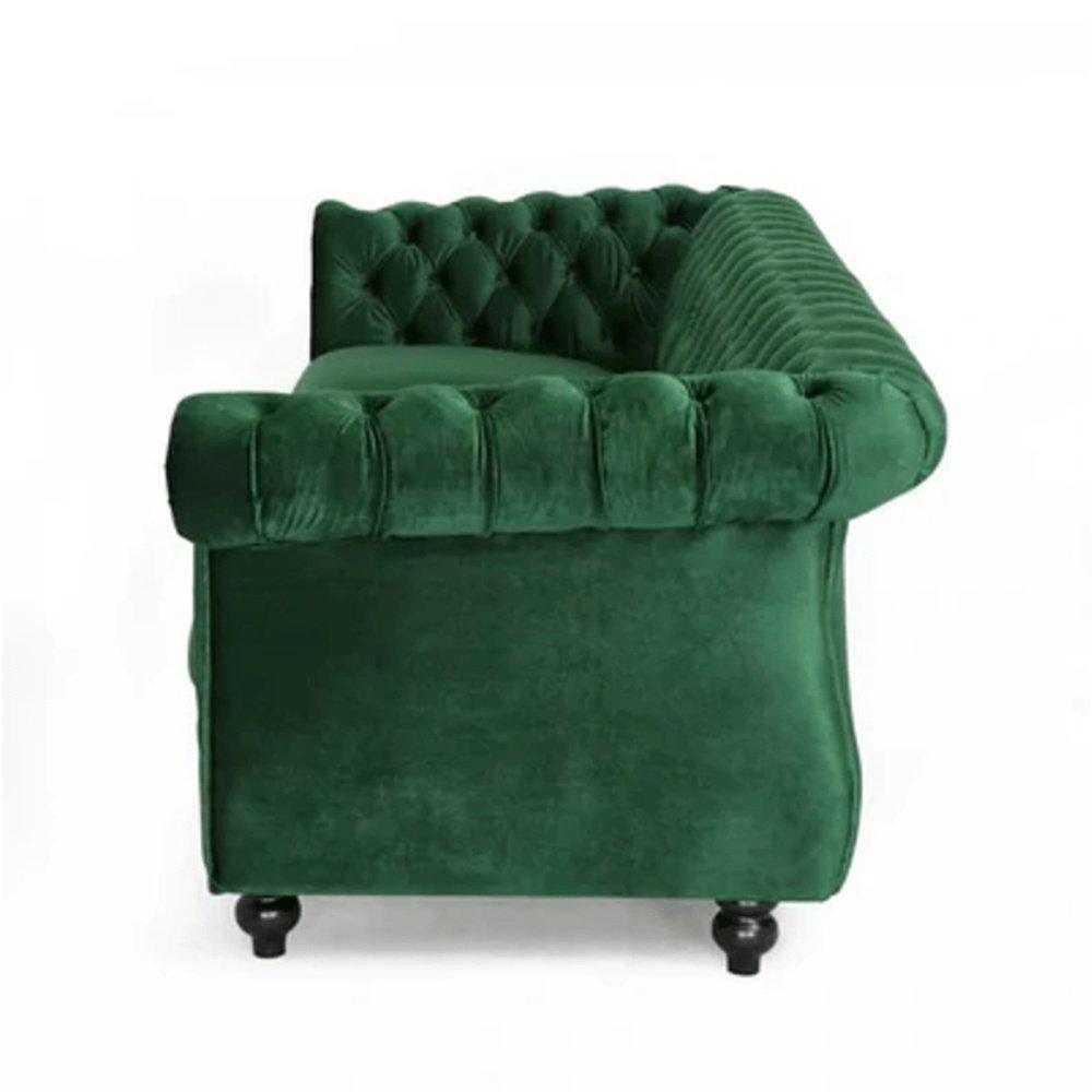 Modern Chesterfield Tufted Jewel Toned Velvet Sofa with Scroll Arms