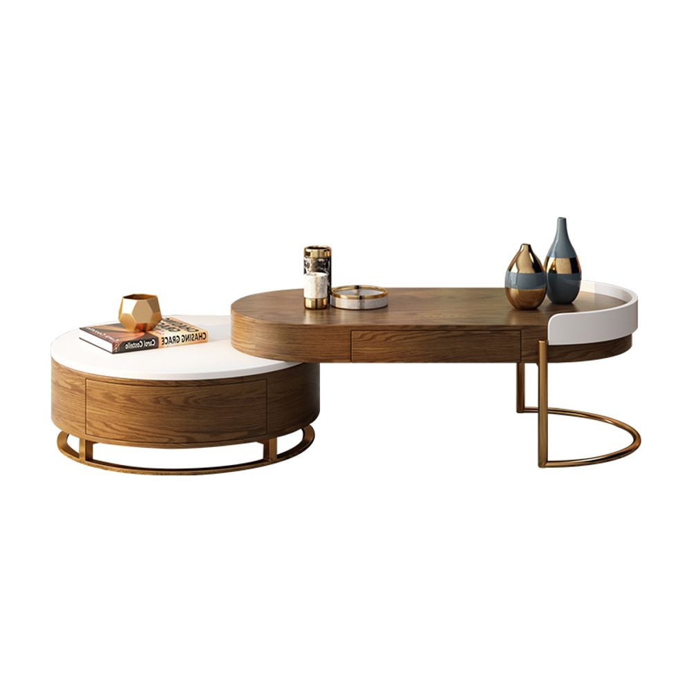 Modern Nesting Retractable Coffee Table Set with Edge Barrier