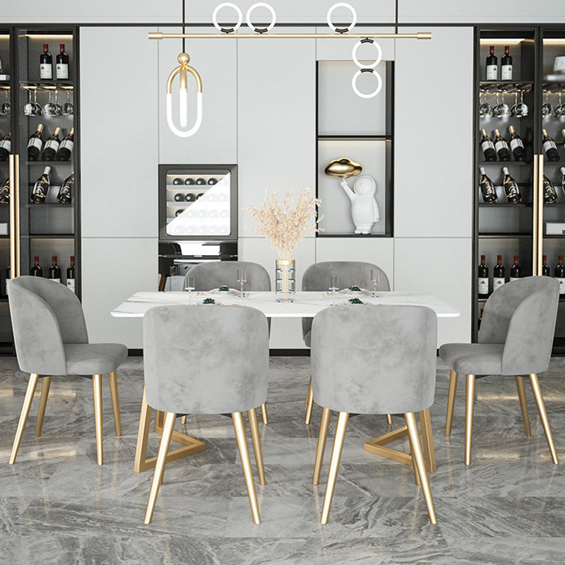 Stone Top Dining Table Contemporary Dining Table with Sled Base in Gold