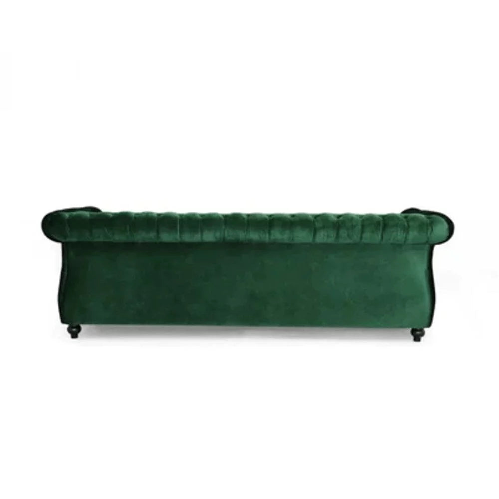 Modern Chesterfield Tufted Jewel Toned Velvet Sofa with Scroll Arms