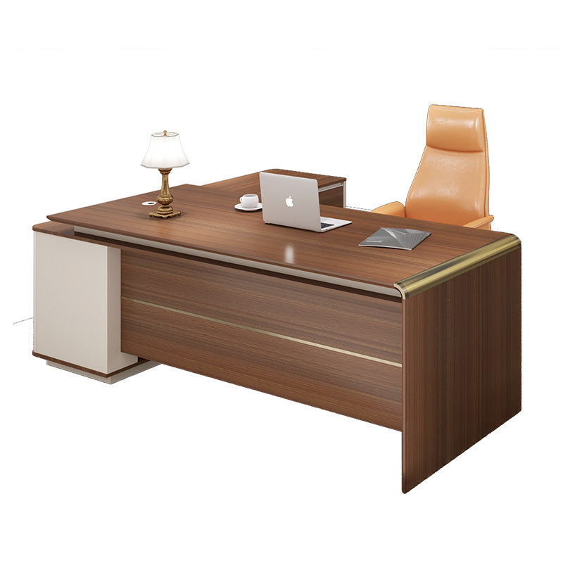 Modern ANDERSON Executive Desk 2.0M Reversible - Hazelnut & Beige