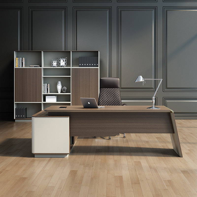 ANDERS Executive Desk Reversible Return 2.0M - Hazelnut & Beige