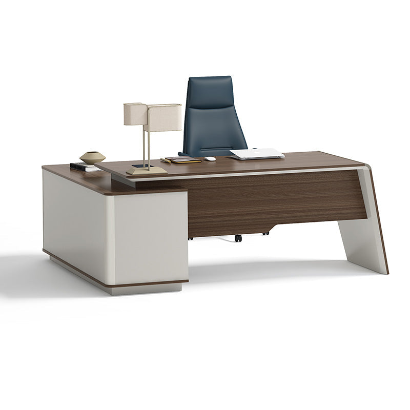 ANDERS Executive Desk Reversible Return 2.0M - Hazelnut & Beige