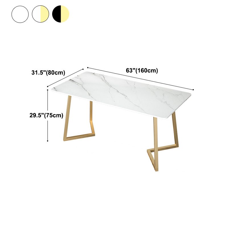 Stone Top Dining Table Contemporary Dining Table with Sled Base in Gold