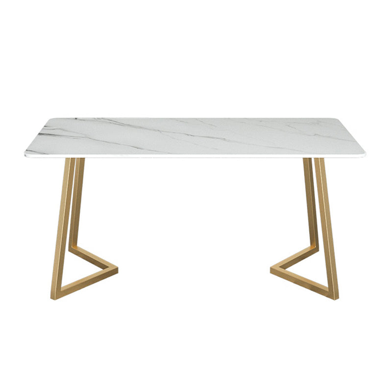 Stone Top Dining Table Contemporary Dining Table with Sled Base in Gold