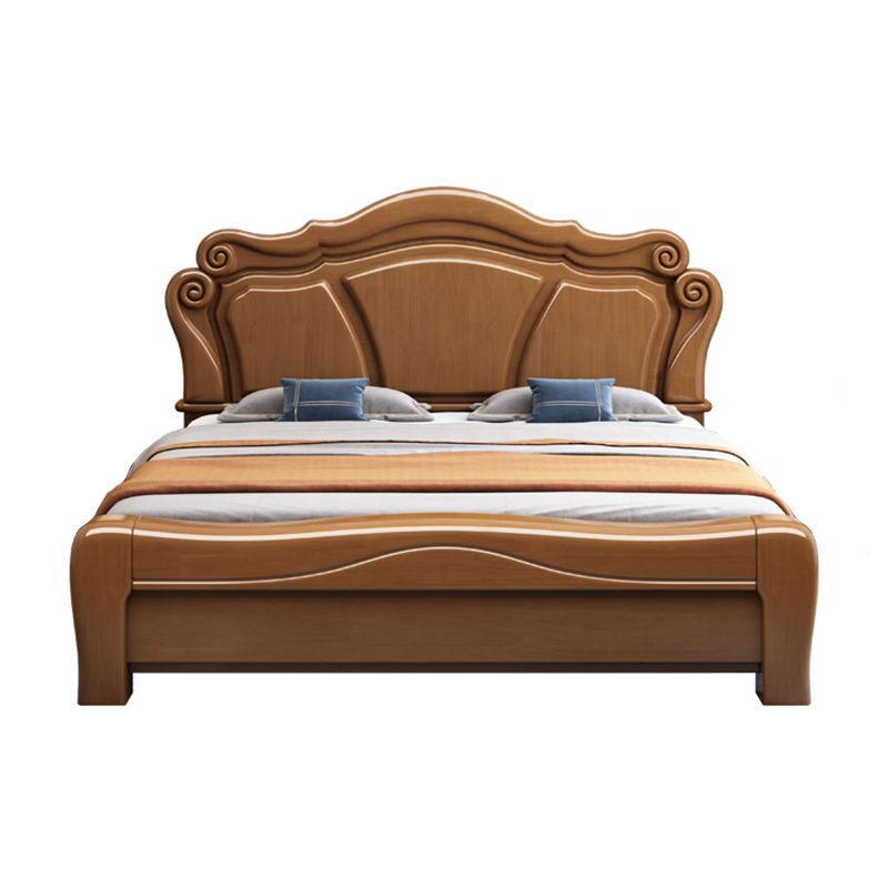 Contemporary Wood Arched Standard Bed, Panel Platform Headboard Bed