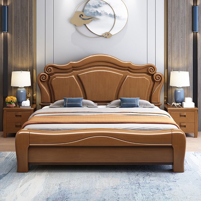 Contemporary Wood Arched Standard Bed, Panel Platform Headboard Bed