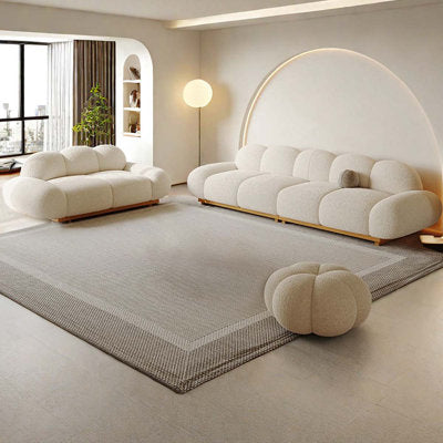 White Cashmere In-line Sofa 3 - Piece Living Room Set