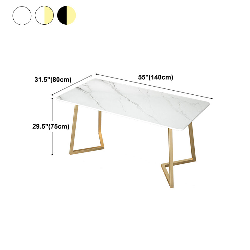 Stone Top Dining Table Contemporary Dining Table with Sled Base in Gold