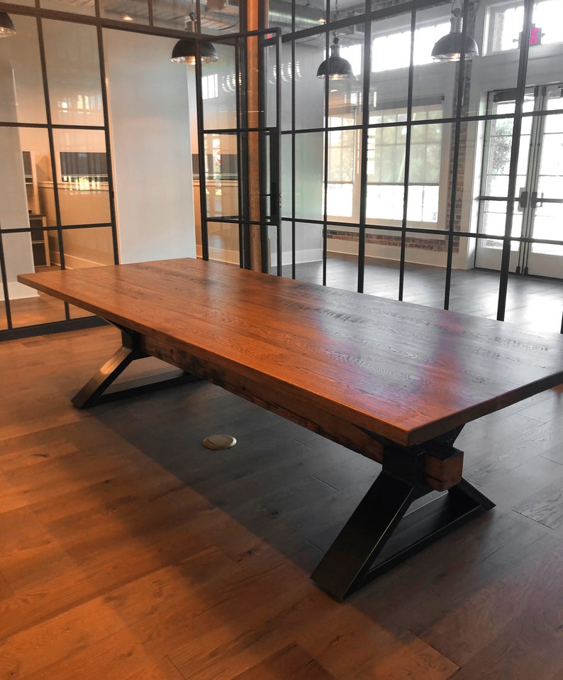 Executive Solid Wood Conference Table – Modern & Industrial