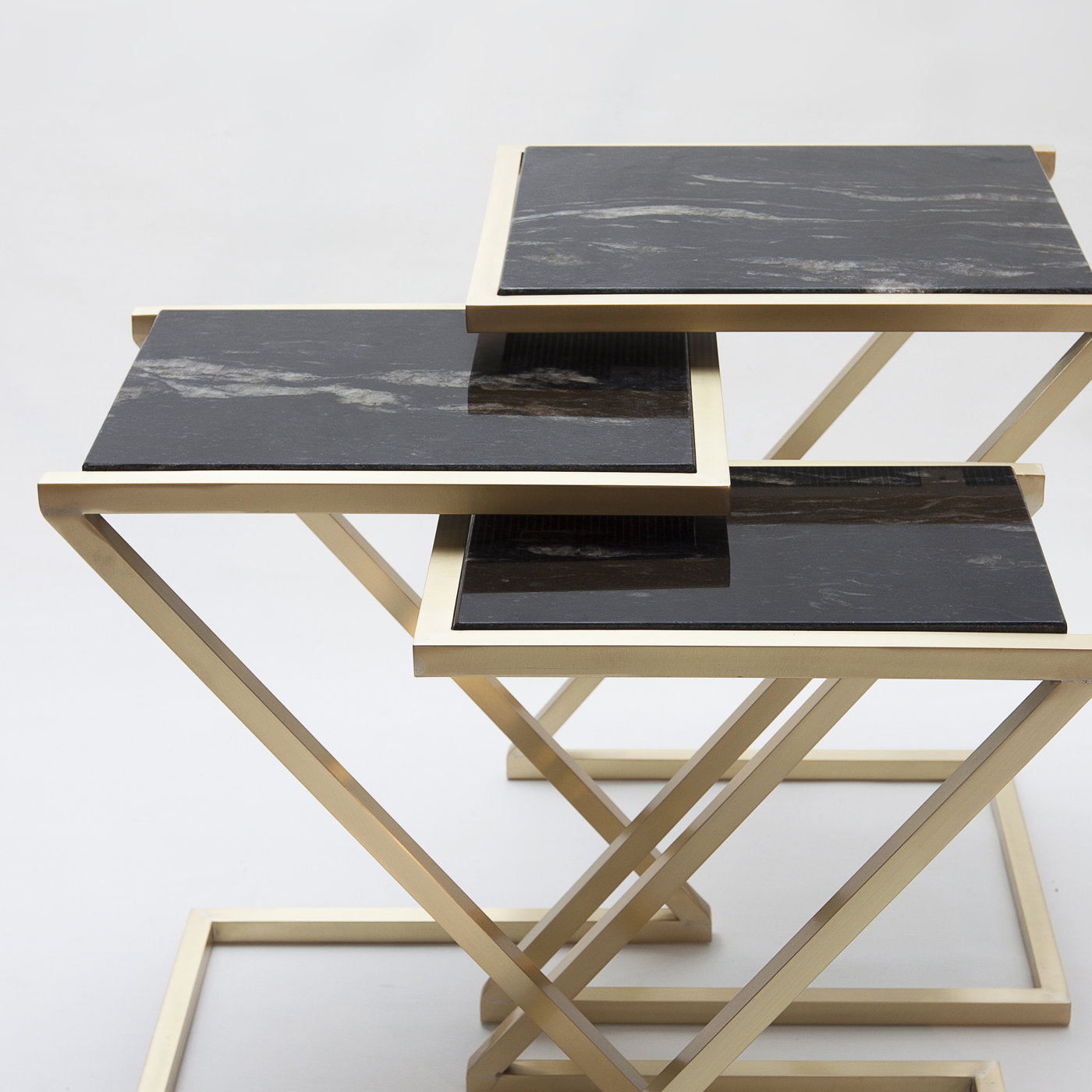 Zumm Zum Zu Set of 3 Black Marble Nesting Tables